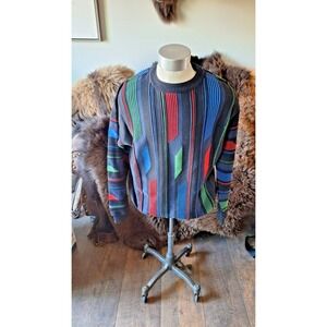 Vintage Tundra COOGI STYLE 90s Canada Multicolor 3D Knit SWEATER sz X Large